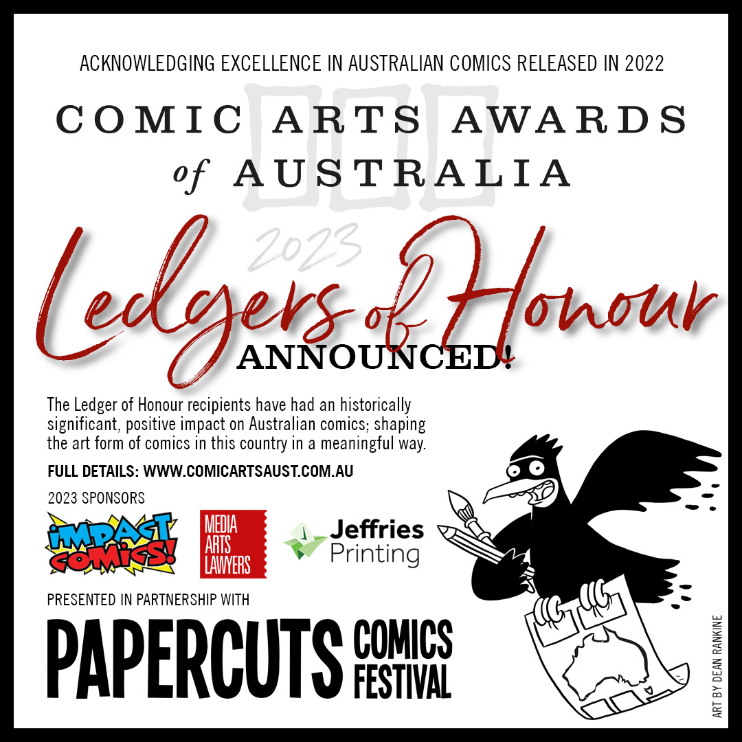 The recipients of the 2023 Ledger of Honour have been revealed!

comicartsaust.com.au/2023-ledger-of…

#CAAA2023 #ledgerofhonour #halloffame #australiancomics