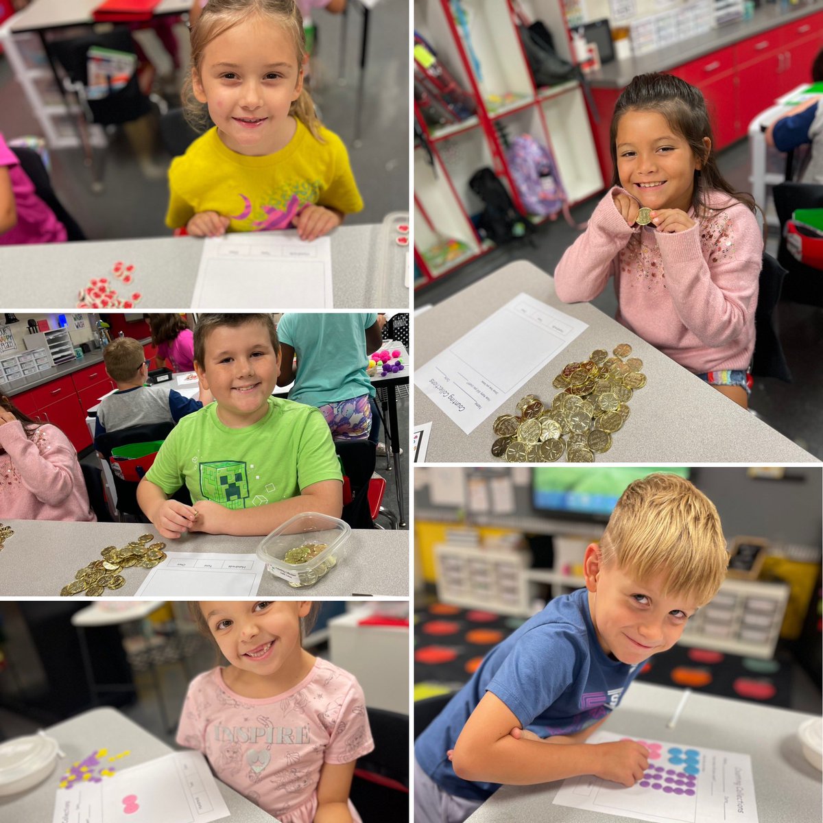 Wallace2ndgrd's tweet photo. Ss building their number sense with some counting collections today! 🔢 
🖤💛  #Math #2ndGrade #TopFuel @TCBOE_LES @TCBOE https://t.co/0leIDJYV8j