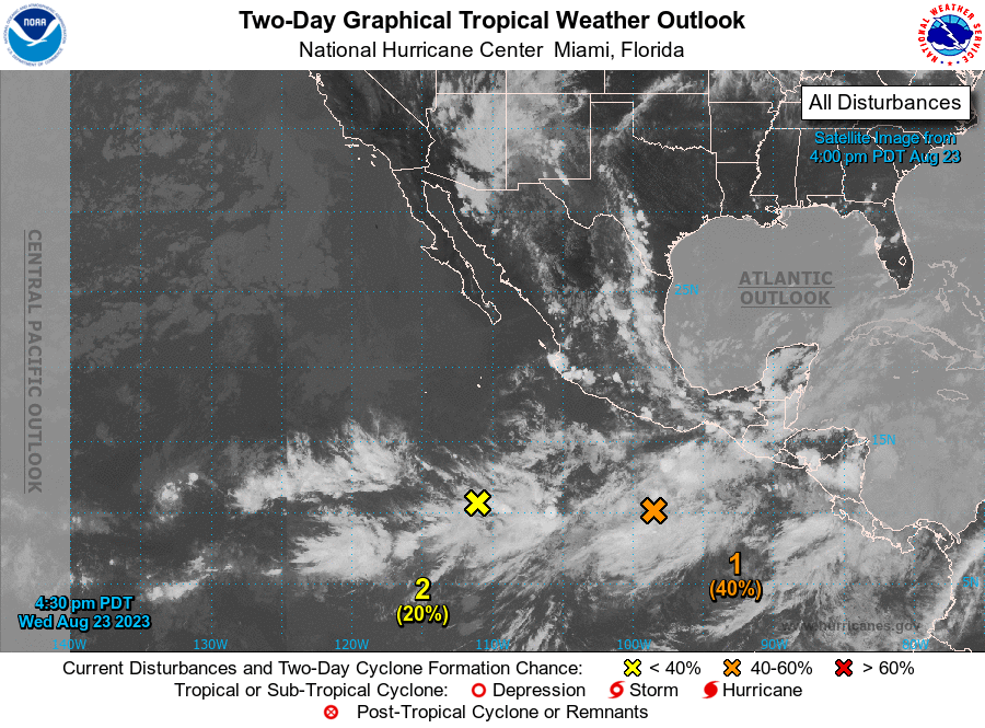 NHC Eastern Pacific on X: 8AM PDT Nov 23: Tropical Depression Twenty-E  forms in the East Pacific Basin. System is forecast to be short-lived and  remain over the open ocean. For the