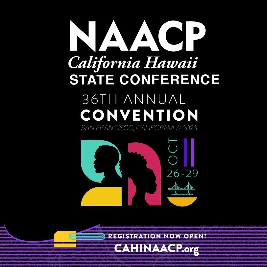 naacpcahi's tweet photo. Registration is now open for the 36th Annual NAACP CA/HI Convention in San Francisco, California.
Visit https://t.co/iJvWCPf63o for registration information and hotel partner reservations.
#NAACPCAHIConvention2023 #ThisIsHowWeTHRIVE https://t.co/ZbLSdiY19m