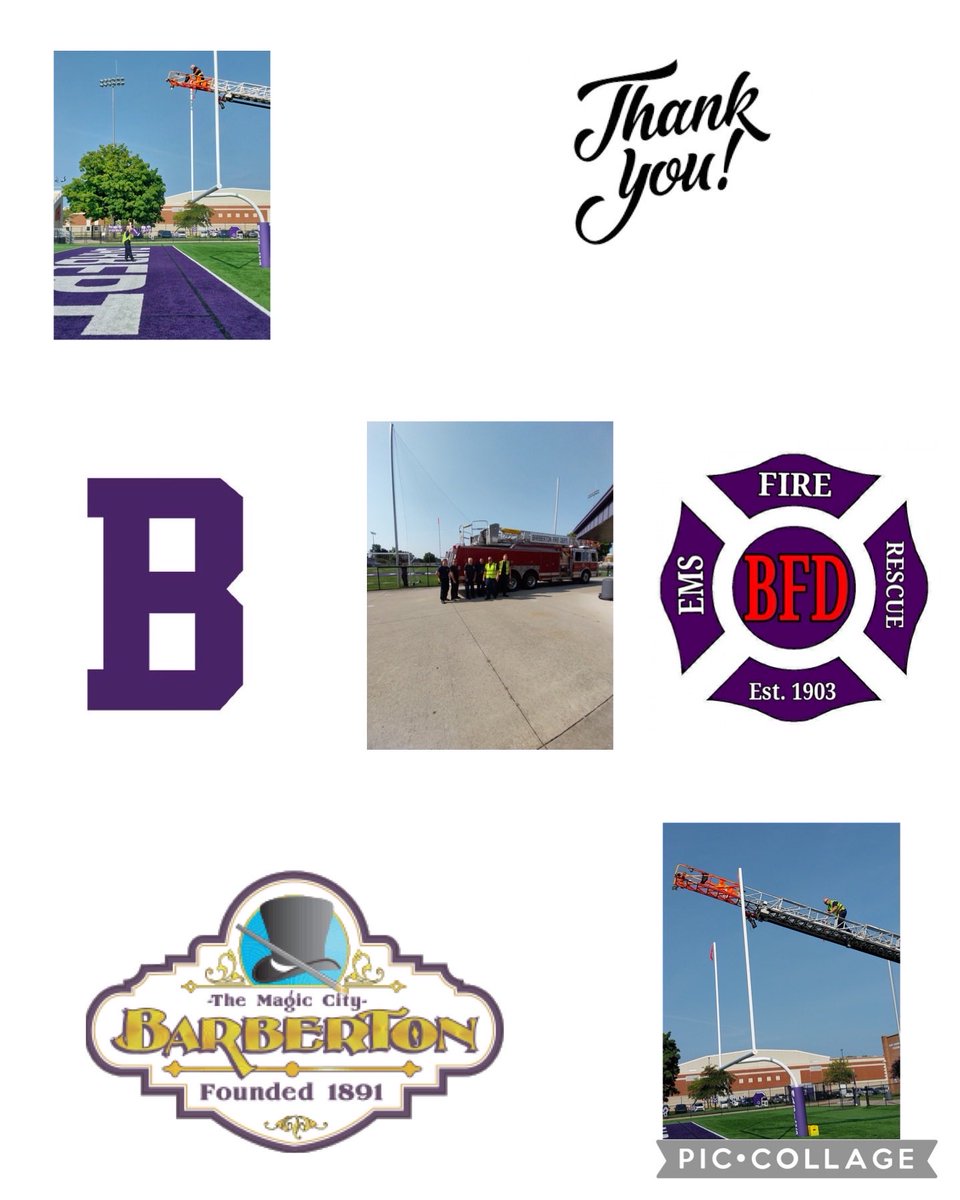 #ThankYou 👏 to the ⁦<a href="/BFDL329/">Barberton Fire L329</a>⁩ 🚒 for helping replace our flags ⁦<a href="/BHSMagics/">Barberton HS</a>⁩ Rudy Sharkey Stadium ⁦<a href="/BarbertonMagics/">Barberton Schools</a>⁩ 👍 ⁦<a href="/cityofbarberton/">City of Barberton</a>⁩ 🎩💜👊 ⁦<a href="/magicsathletics/">Barberton Magics</a>⁩