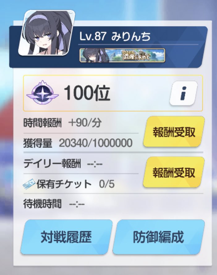 blueh1n4's tweet photo. 最近何故か対抗戦の相手どんどん強くなってきて1〜200位付近から3〜400位付近が適正順位になっちゃった
でもセレチケでシュン取って初めての神名をイロハに使って☆3→☆5にあげたら100位はギリ取り戻せた🙊
こっからどれだけコイン稼ぎながら順位落とされるかやな… https://t.co/5SLOdMRF2k