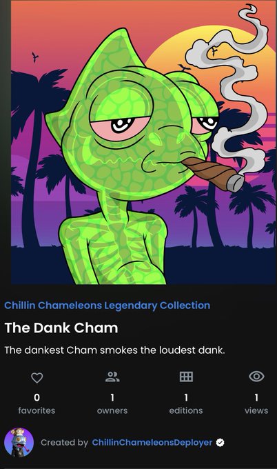 The dankest chams smoke the loudest dank 💨  The legend himself @thedankone1313 https://t.co/BXo2Hlgd<a href="/tag/chamilia"class="tags"><span>#chamilia</span></a><a href="/tag/nftaz"class="tags"><span>#nftaz</span></a>
