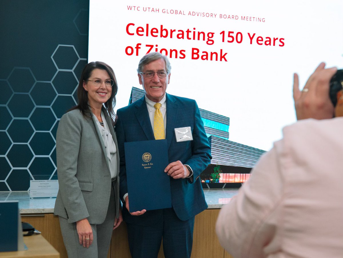 Congratulations to the entire team at @ZionsBank, Utah’s oldest financial institution, on 150 years of growing with the Beehive State. To celebrate, @GovCox declared Aug. 22, 2023, A. Scott Anderson Day in Utah. Onward and upward! 🐝