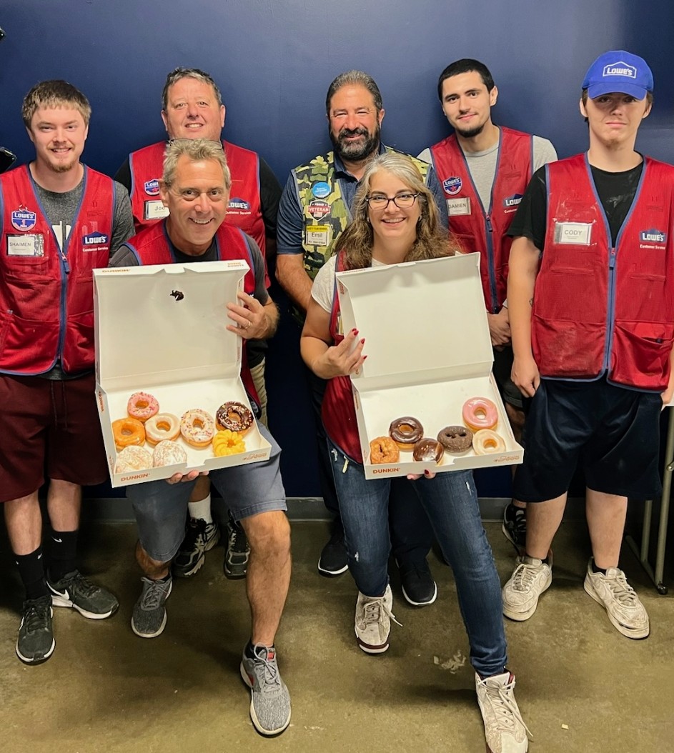 Travis Caldwell (@tcaldwellgmet) on Twitter photo We Doughnut want to forget how great our "Back End Team" is every day at Lowe's Florence KY!
<a href="/shanejthompson/">Shane Thompson</a> <a href="/BlueTeam_R21/">Lowe’s Region 21</a> <a href="/NickPompilio/">Nick Pompilio</a> @TemikaM838 <a href="/SamSegrist/">sam segrist</a> <a href="/BGoodlick/">john wm goodlick</a> We Doughnut want to forget how great our "Back End Team" is every day at Lowe's Florence KY!
<a href="/shanejthompson/">Shane Thompson</a> <a href="/BlueTeam_R21/">Lowe’s Region 21</a> <a href="/NickPompilio/">Nick Pompilio</a> @TemikaM838 <a href="/SamSegrist/">sam segrist</a> <a href="/BGoodlick/">john wm goodlick</a>