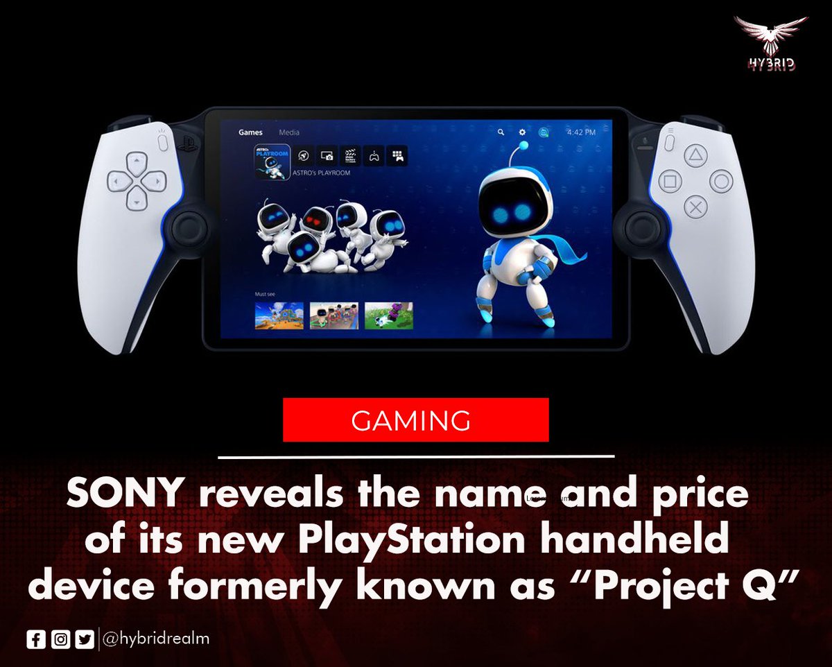 HybridRealm's tweet photo. FINALLY ‼

The new handheld device named "PlayStation Portal" is scheduled for release later this year priced at $199.99, buuut there's a catch . . .

Learn more: https://t.co/Vf84Ufr5lT 

---

#PlaystationPortal #playstation5 #HybridRealm https://t.co/KcBoLWF6k7