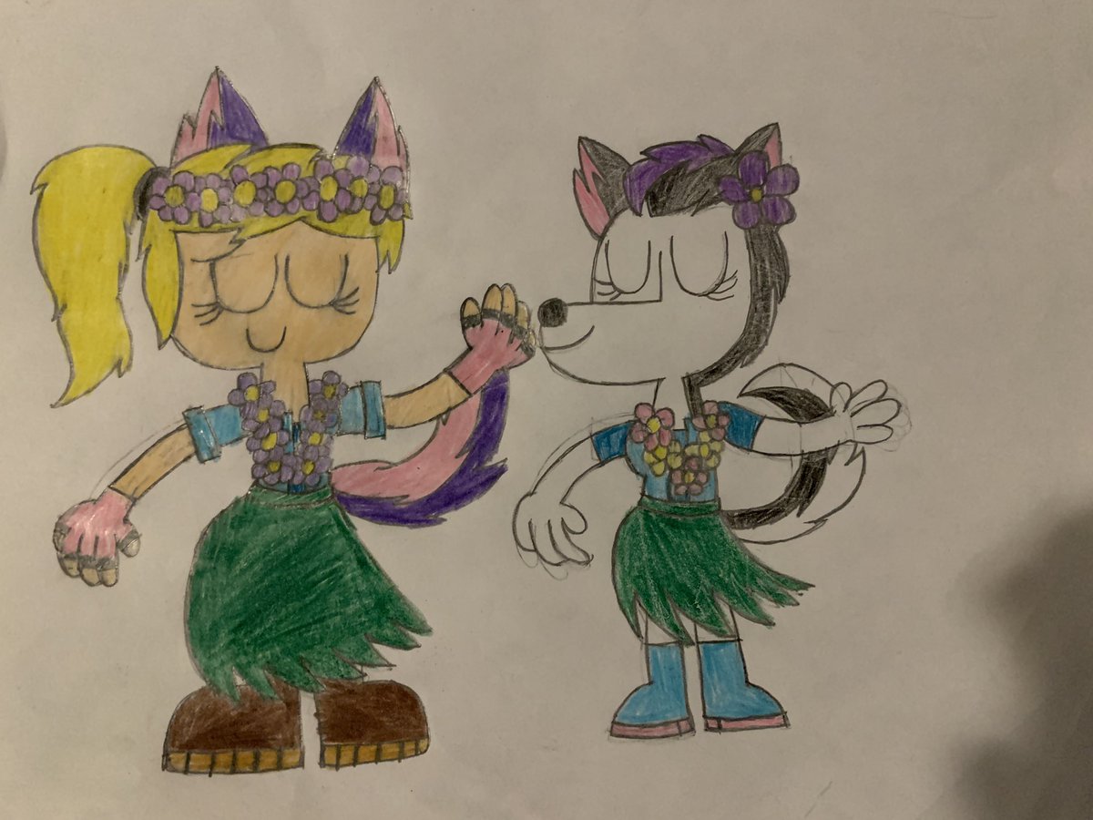157LouisA's tweet photo. “Hula with Huskia”

“Syd and Huskia went on vacation to Hawaii and they started hula dancing together.”

Kick &amp; Slide (a) KIDS B HAPPY

 Huskia, Syd (a) @Sydneyburk1

#kickandslide #huskycharacter #persona #originalcharacter #huladancing #hawaii https://t.co/uwS5PPPCCE