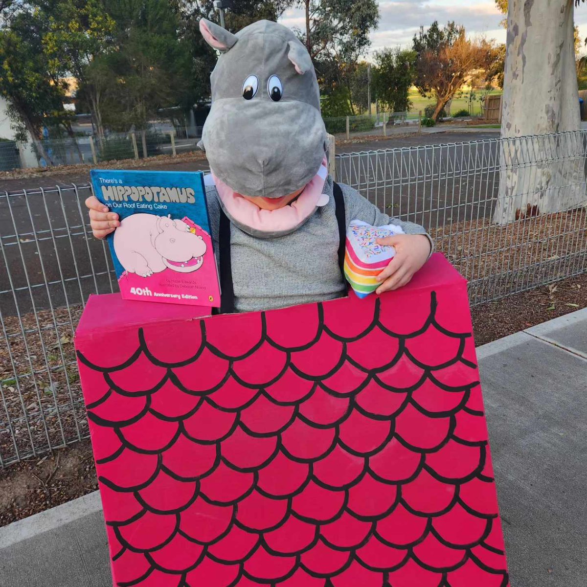 One of the joys of being a children's author is when children choose your books for Book Week outfits. Here's to imaginative parents interstate (This is from Tasmania) & internationally who read to their families and who benefit from the fun of sharing books.Hippo is now 43!