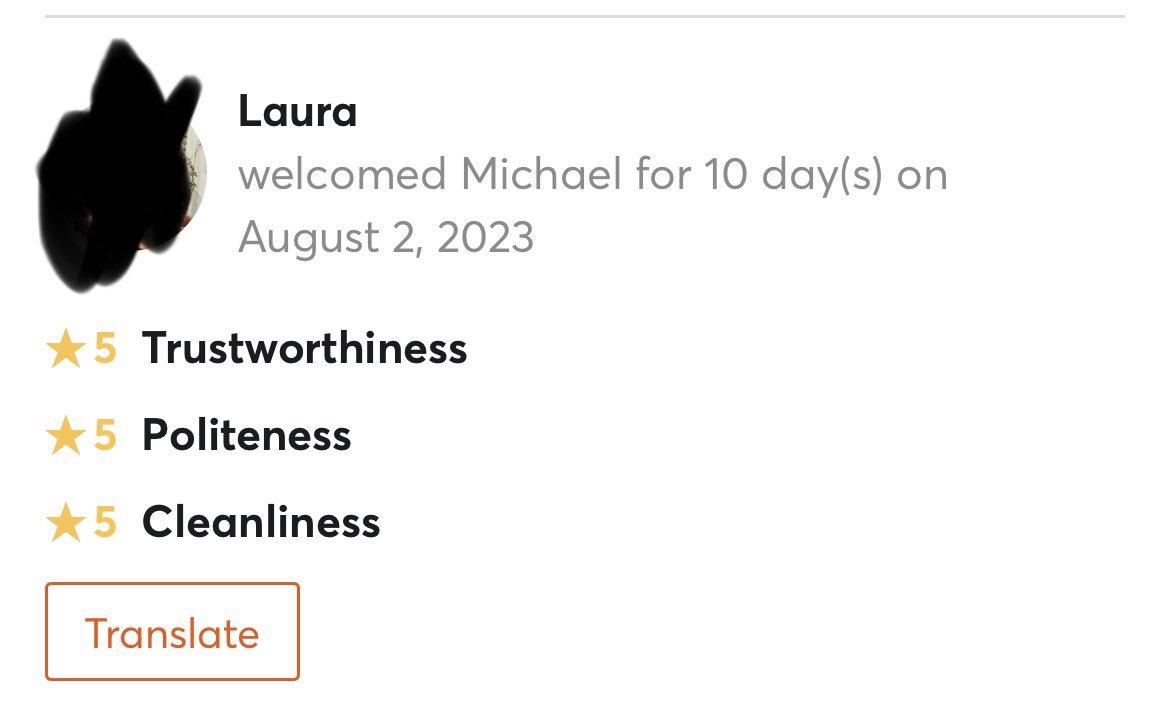 Guys I am SO EXCITED to have received my first FIVE STAR review of Fringe… it is a review on the reputable HomeExchange from the people that I swapped apartments with for the first half of the festival 💕