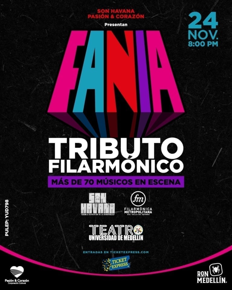 TicketexpressCO's tweet photo. más de 70 músicos interpretando versiones icónicas de FANIA en concierto. 
@teatroudem
@FilarmonicaMet
@sonHavana 
@TicketexpressCO
Fecha: 24 de noviembre de 2023
Lugar: UNIVERSIDAD DE MEDELLÍN.
Adquiere tus entradas en:
@ticketexpressco https://t.co/VPbdeQKryp