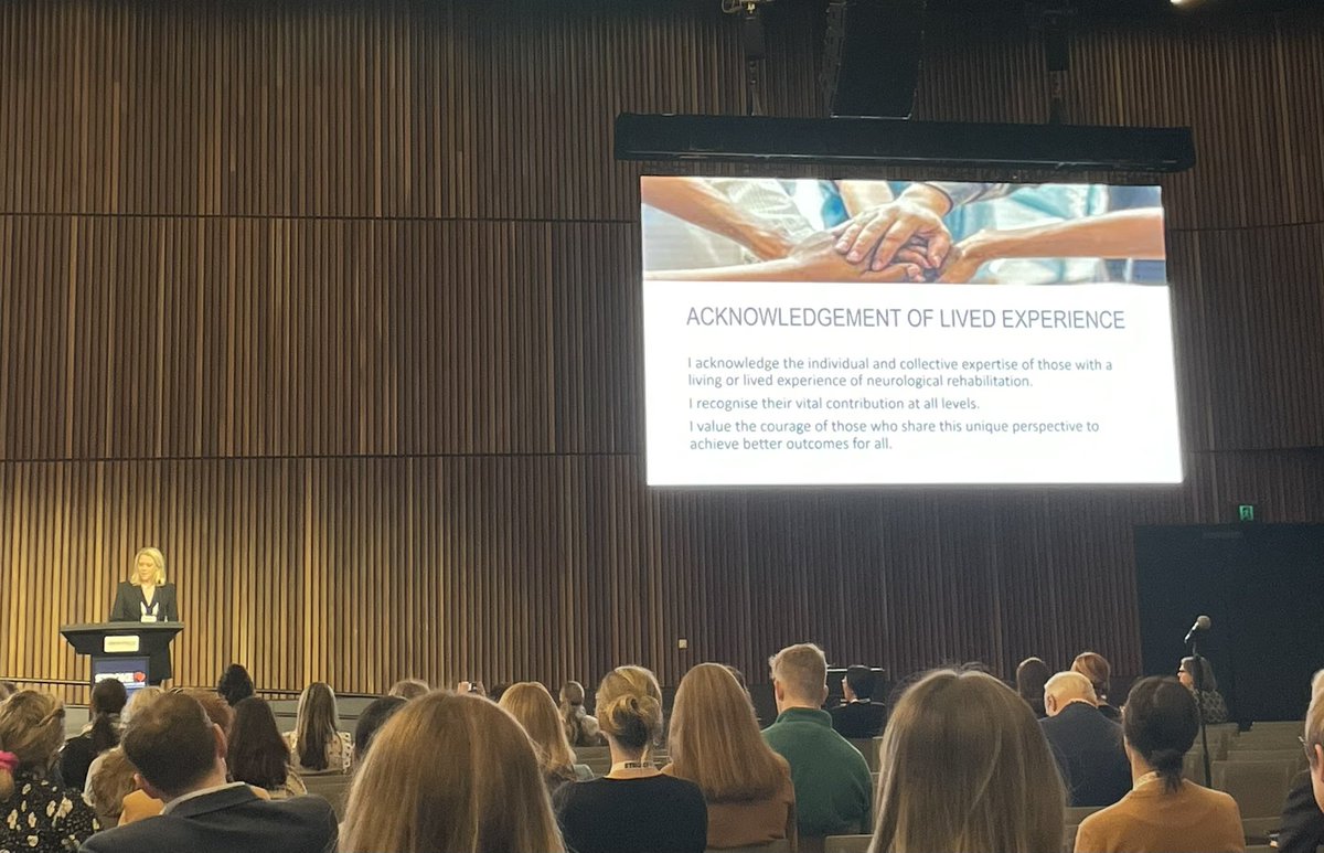@NatashaLannin doing a beautiful acknowledgment of lived experience to kick off her superb keynote at #stroke2023 highlighting the crucial impact of allied health in stroke care.