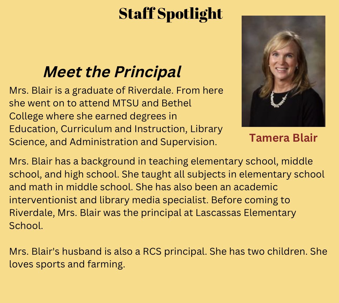 RiverdaleHighTN's tweet image. RHS Staff Spotlight 💻🏹🗂