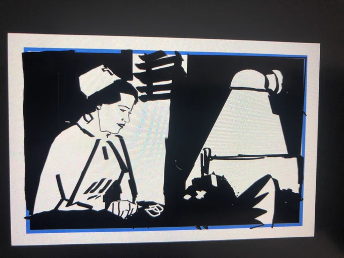 Process post for those who care 
Digital layout(mostly thinking about shapes)  
Light boxed pencils (rendered hair intended to render the rest then attentions span left)
Panic
Inks https://t.co/89SSgyY8Qi 