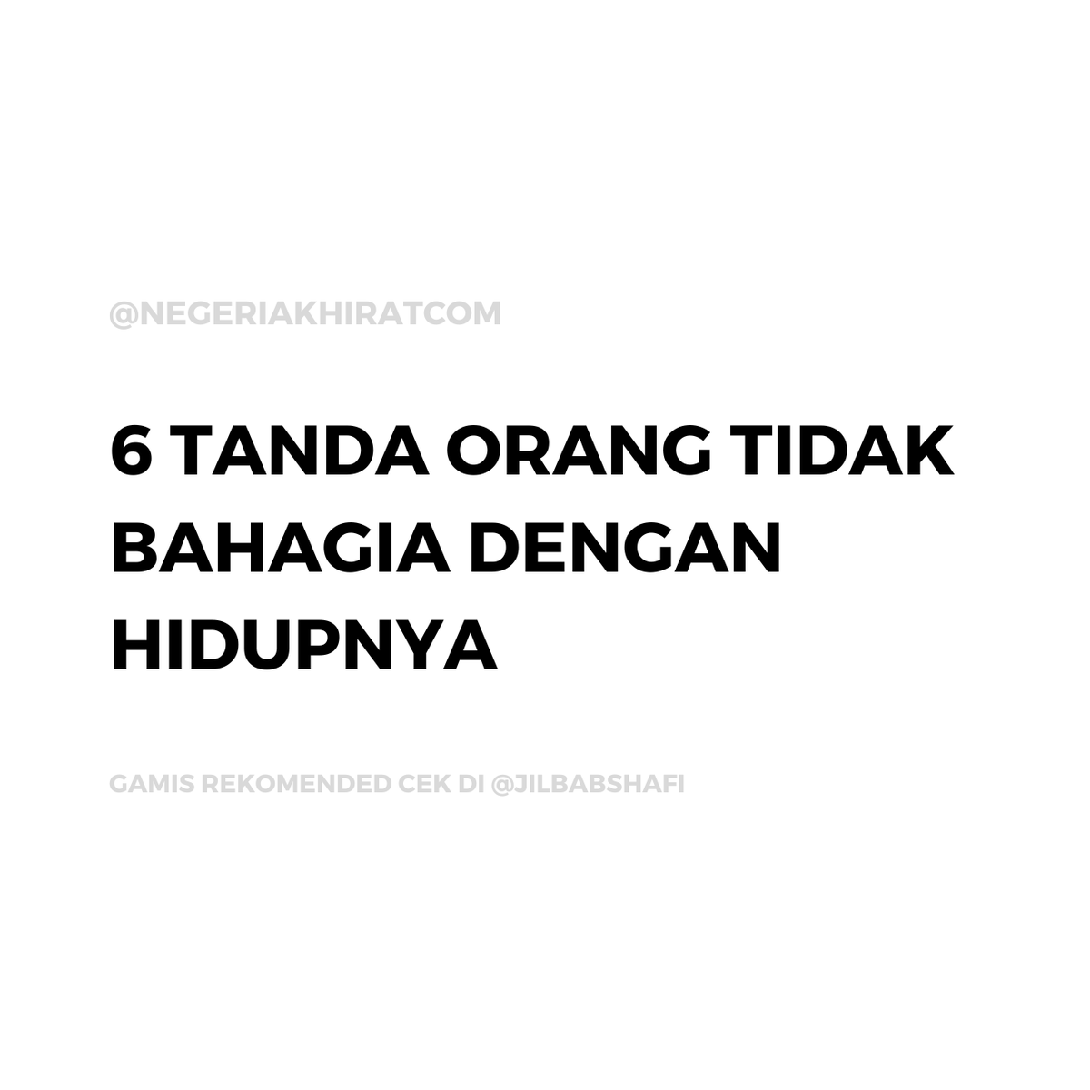 6 TANDA ORANG TIDAK BAHAGIA DENGAN HIDUPNYA

A THREAD