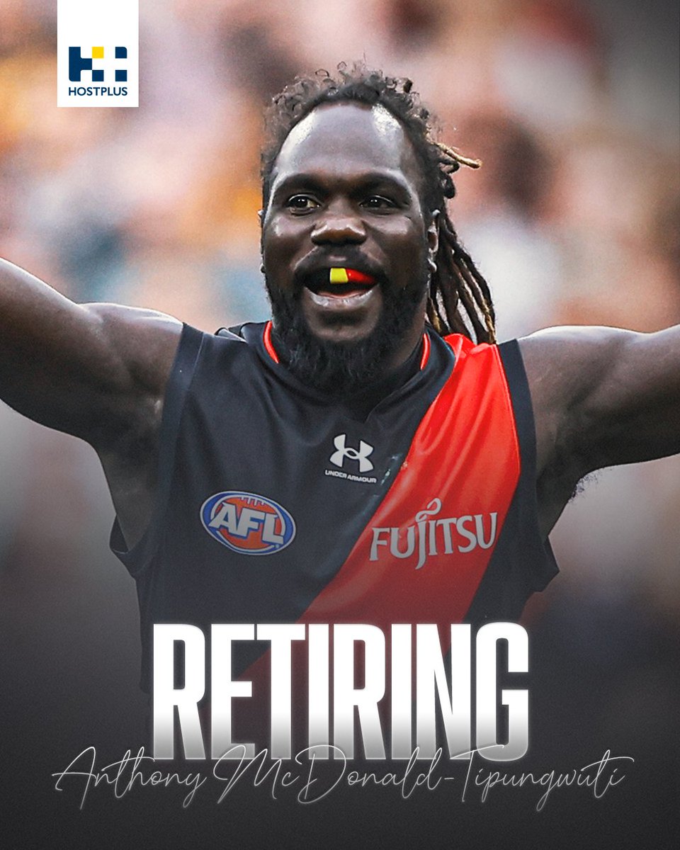 Anthony McDonald-Tipungwuti has called time on his AFL career, with the Bombers' round 24 game against the Pies to be his last ❤️