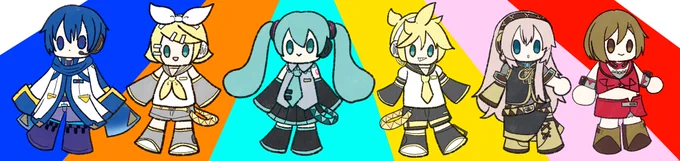 藍城しおさんのピアプロキャラクターズ!ちっちゃくてキュートな6人、それぞれ表情が違うのも(・∀・)イイ!!ホー!【】 #piapro #初音ミク #鏡音リン #鏡音レン #巡音ルカ #KAITO #MEIKO