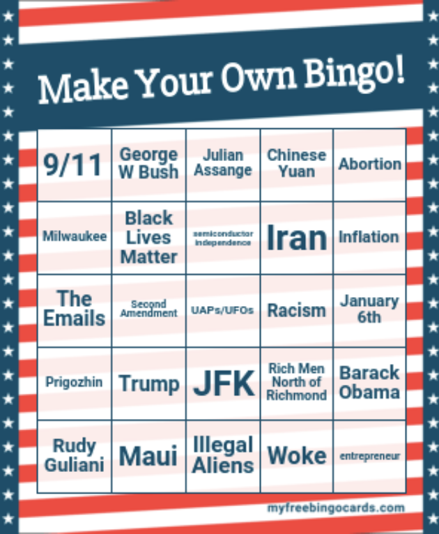 Here is my #GOPDebate Bingo Card. Play along at home. 

#republicanDebate