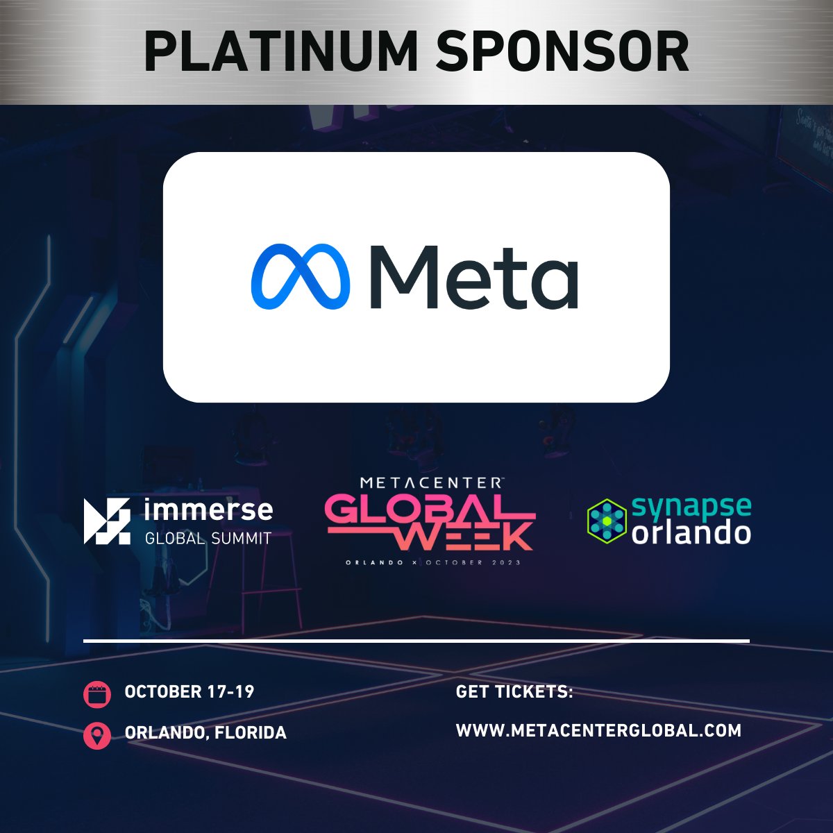 🌟 Thrilled to announce that <a href="/Meta/">Meta</a> is coming on board as the platinum sponsor for our mind-blowing Immerse Global Summit at the Metacenter Global Week🔥 #zuckerberg #ai #quest #oculus

Secure your tickets: metacenterglobal.com 🎟️ <a href="/SynapseFL/">Synapse Florida</a> <a href="/the_metacenter/">The MetaCenter</a>