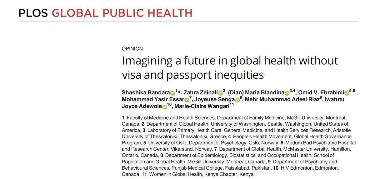 At @PLOSGPH, we asked young global health professionals to imagine a future in global health without visa & passport inequities Read their powerful piece 👇🏾 journals.plos.org/globalpubliche…