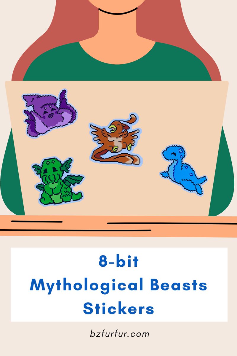 Brian's 8 Bit Pixel Art Mythological Beast and Monster Stickers etsy.me/3P8j92r via @Etsy #pixelart