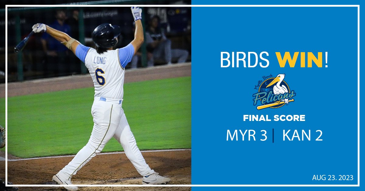 Myrtle Beach Pelicans (@pelicanbaseball) on Twitter photo Birds win! Birds win!
<a href="/JLong15BB/">Jonathon Long</a> hits a walk-off two-run homer to give the Pelicans back-to-back walk-off wins!
#MBPelicans | #NextStartsHere Birds win! Birds win!
<a href="/JLong15BB/">Jonathon Long</a> hits a walk-off two-run homer to give the Pelicans back-to-back walk-off wins!
#MBPelicans | #NextStartsHere