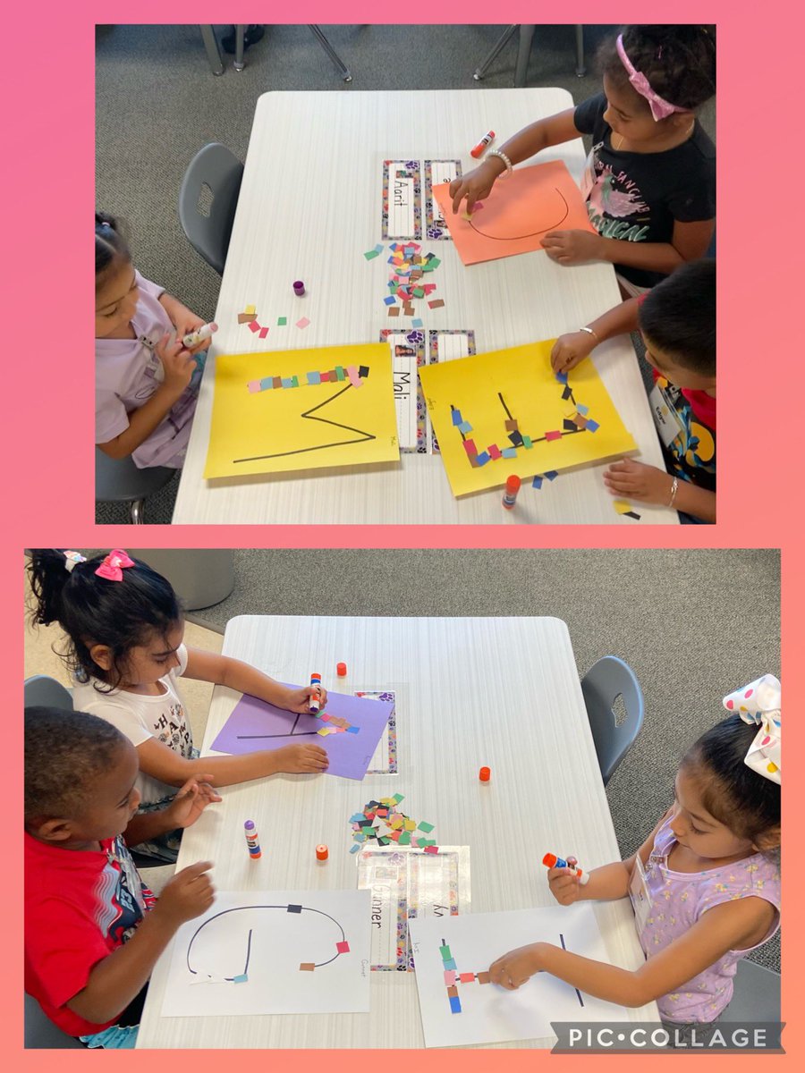 MrsMayberryPreK's tweet photo. We’ve been working hard, learning letters and how to use our school supplies. 1st time to use glue sticks was a success! It’s only been 10 days and I already love the progress I’m seeing. #ThompsonIsExcellence #CFBISDPreK #PreKRocks @SandyMeyerCFB https://t.co/mtfc8VyrUZ