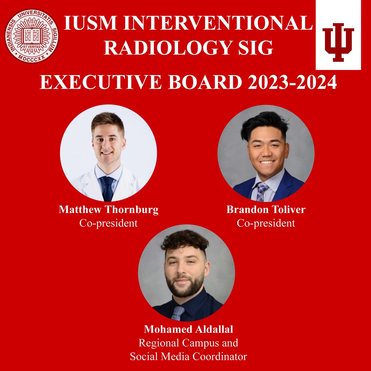 IUSMIRadSIG's tweet photo. Welcome to our new Twitter page and our new Interventional Radiology SIG Executive Board for the 2023-24 AY! https://t.co/BZoemJhdVU