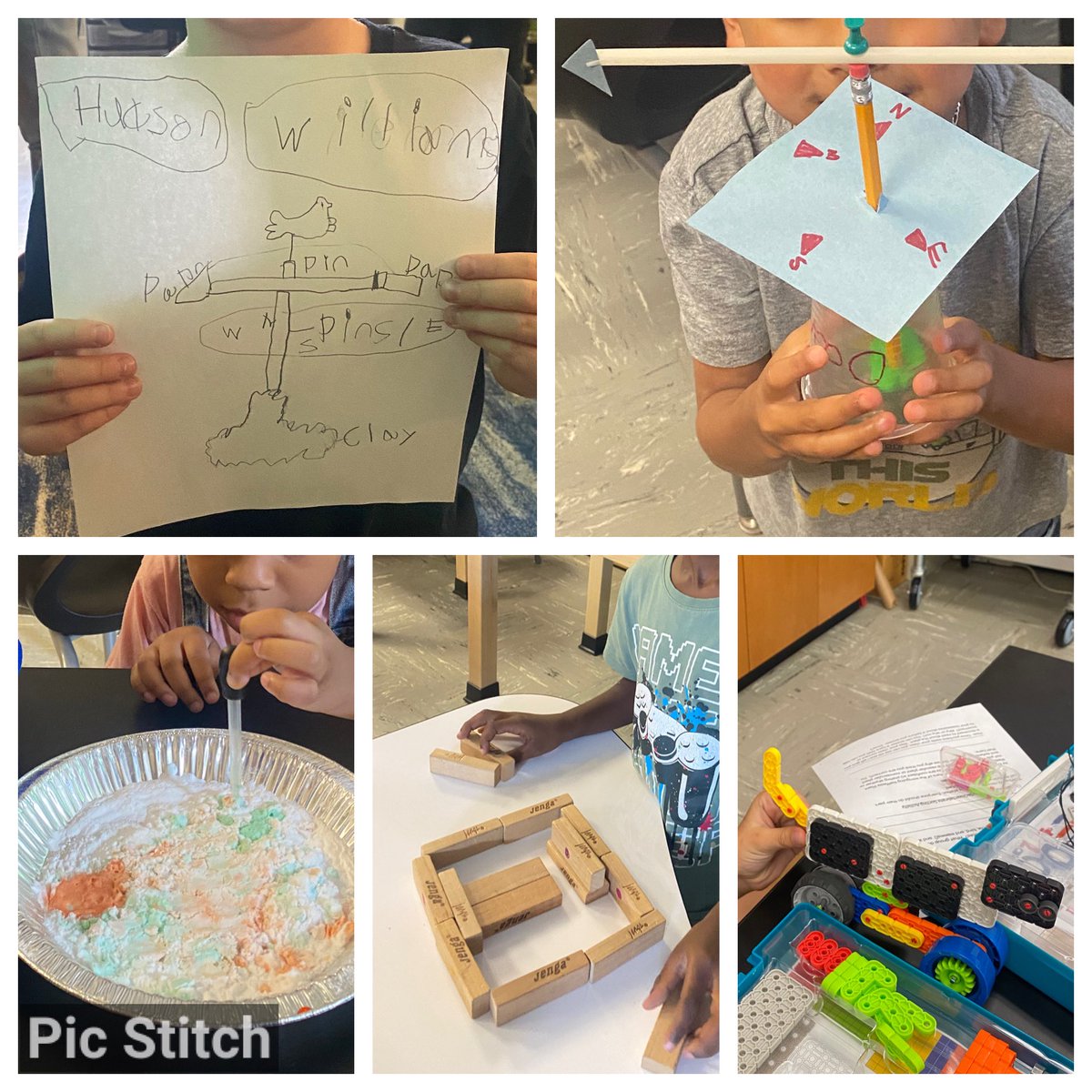 The STEAM lab has been busy these past few weeks: 1st grade wind vanes (and blue prints), fizzy rainbows for the pre-k class, engineering lessons and building houses for kindergarten, and 5th grade Vex Vertebrates. @HES_HCS