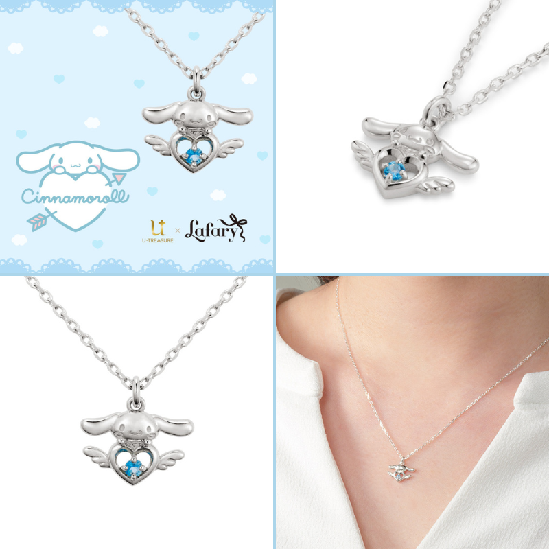 Necklace Silver Angel Heart Cinnamoroll Sanrio Characters - Meccha Japan