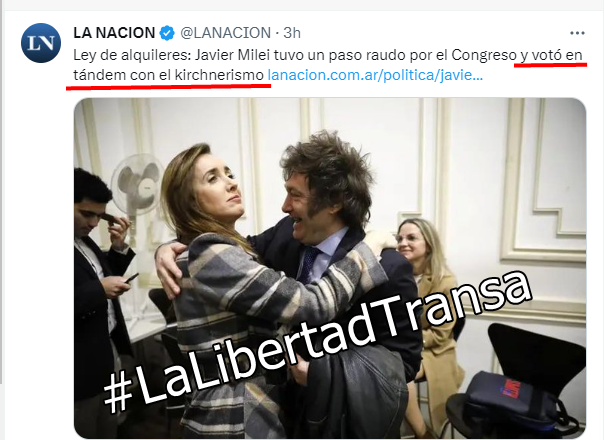 gabruzo's tweet photo. Yo te vi festejar tu transa con el kirchnerismo  por la Ley de Alquileres

#LaLibertadTransa https://t.co/g789zrDrSF