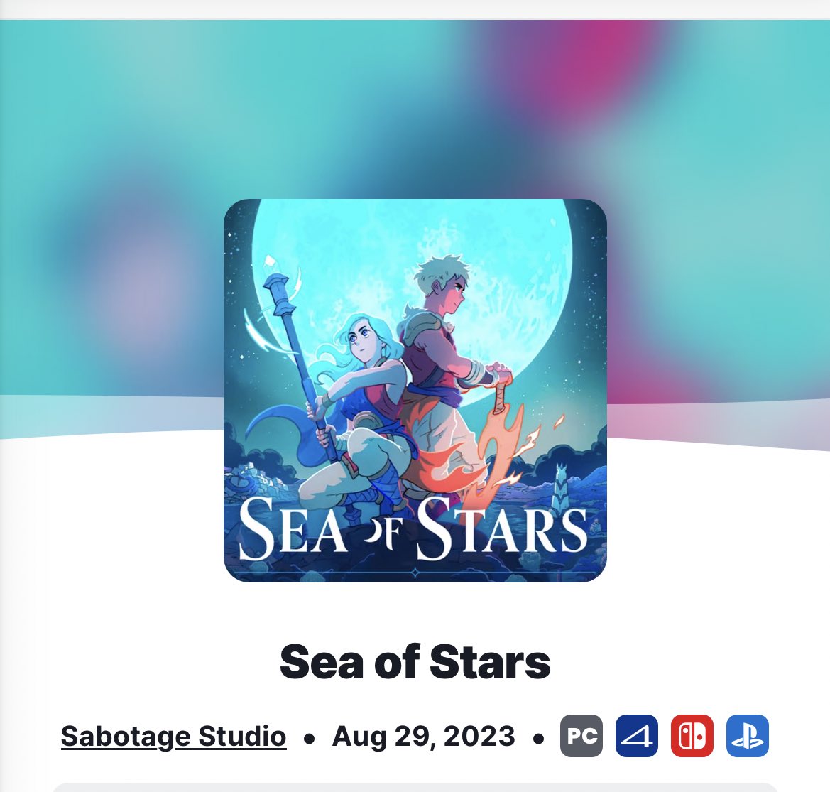 Sea of Stars launches August 29, demo now available for Switch - Gematsu
