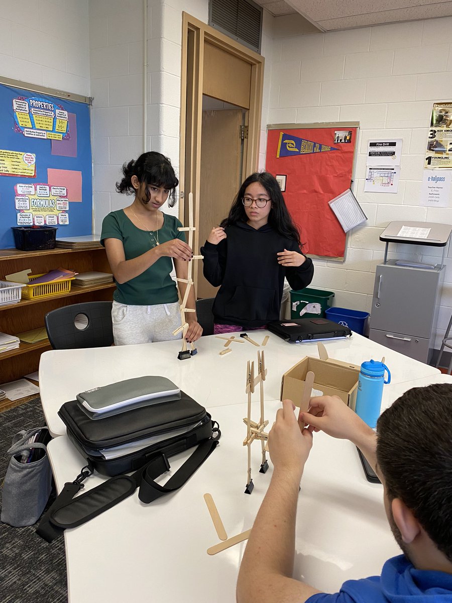 8th graders have already started collaborating and problem solving during a STEAM challenge this week.