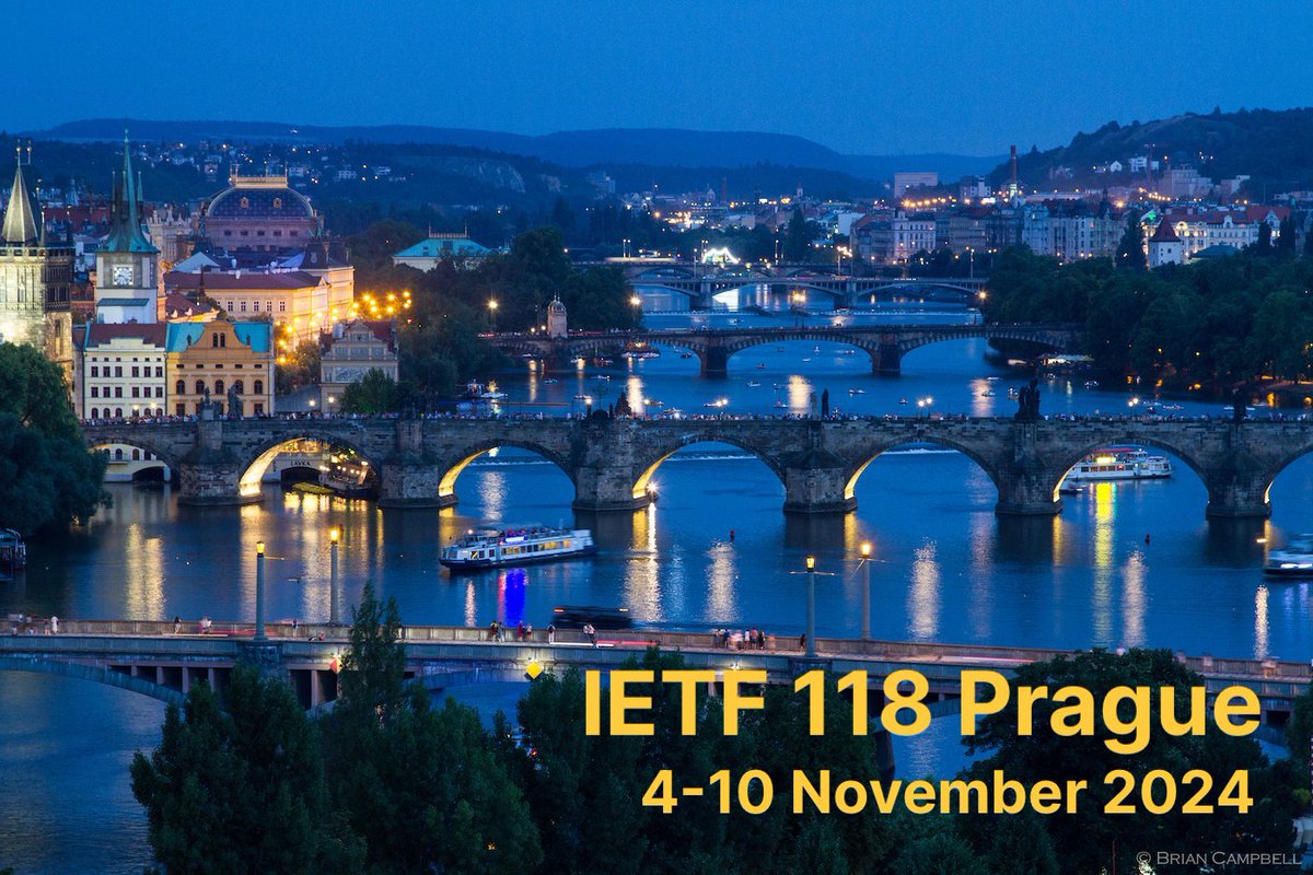 Registration for #IETF118 Prague 4-10 November is now open! Gather with Internet technical leaders from around the world, working on technologies at the foundation of the Internet of today and tomorrow. See all the details at: ietf.org/how/meetings/1…