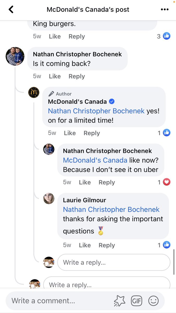 mbbennett9's tweet photo. @McDonaldsCanada That’s kind of odd because in these replies it just says limited time not while supplies last as well…so? The apologize isn’t really satisfactory for me. Do we have anyone else we can discuss this with? https://t.co/p2FoyspK0O