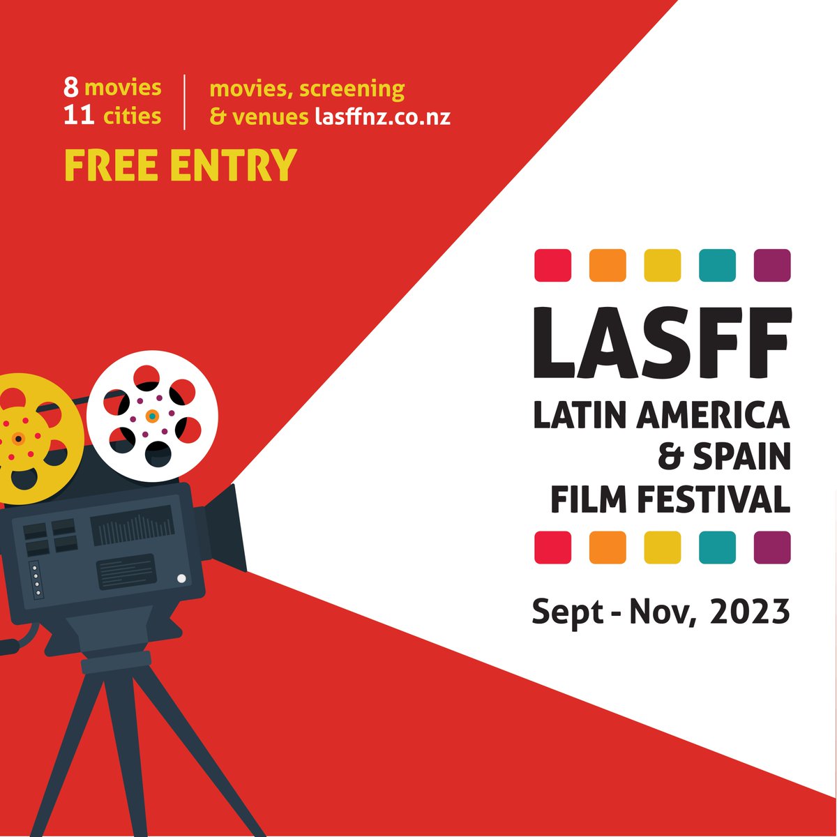 LASFILMFESTIVAL's tweet photo. Wellington get ready for this year's Latin America and Spain Film Festival  2nd September - 10th September at MASSEY UNIVERSITY  
The Pit Level C, Block 12 Te Ara Hihiko College of Creative
#movies
#lasff
#wellington
#FilmFestival https://t.co/3K19p8UrRA