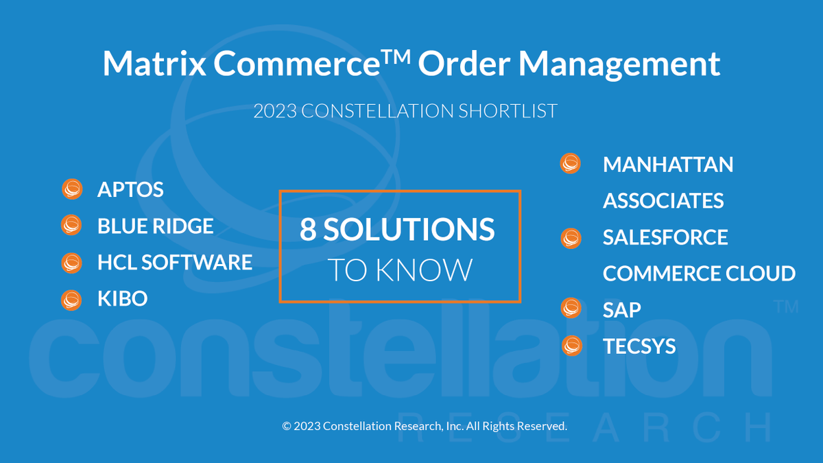 Did you know? Take a look at the ShortList for Matrix Commerce Order Management by <a href="/rwang0/">R “Ray” Wang 王瑞光 #Cupertino #AI #Energy R.NFT</a> bit.ly/3QwbgVB <a href="/Aptos_Retail/">Aptos</a> <a href="/BlueRidgeGlobal/">Blue Ridge</a> <a href="/HCLSoftware/">HCLSoftware</a> <a href="/KiboCommerce/">Kibo</a> <a href="/ManhAssocNews/">Manhattan Associates</a> <a href="/CommerceCloud/">Agentforce Commerce</a> <a href="/SAP/">SAP</a> <a href="/Tecsys_Inc/">Tecsys Inc.</a>