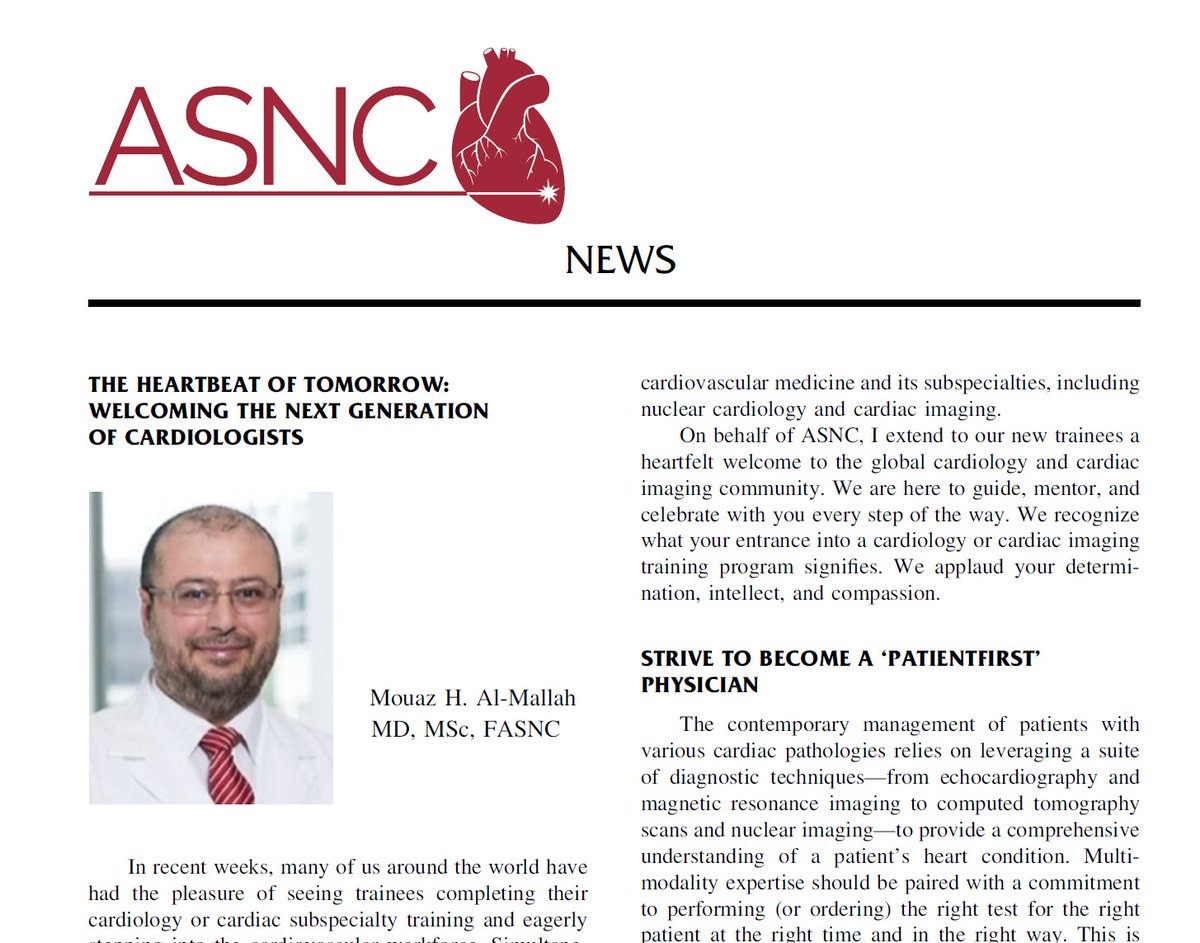 Mouaz Al-Mallah, M.D MSc (@almallahmo) on Twitter photo My welcoming message to the next generation of cardiologist: What we witness each July is a pivotal step in hundreds of individual journeys, hundreds of lives devoted to enhancing, preserving, and honoring human life through cardiovascular medicine
<a href="/MyASNC/">ASNC Society</a> #CardioTwitter #CVNuc My welcoming message to the next generation of cardiologist: What we witness each July is a pivotal step in hundreds of individual journeys, hundreds of lives devoted to enhancing, preserving, and honoring human life through cardiovascular medicine
<a href="/MyASNC/">ASNC Society</a> #CardioTwitter #CVNuc