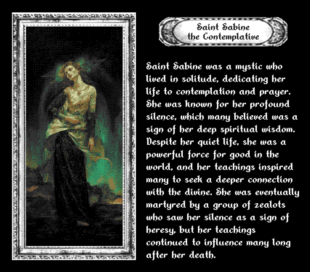 𝕮𝖗𝖞𝖕𝖙𝖔 𝕽𝖊𝖑𝖎𝖈𝖘: 𝕽𝖊𝖑𝖎𝖖𝖚𝖎𝖆𝖘 𝖊𝖝 𝕸𝖆𝖈𝖍𝖎𝖓𝖆
✨Saint Sabine the Contemplative✨
Learn more about the saints and relics in the upcoming collection on <a href="/AsyncArt/">Async Art</a>
joshuabellas.myportfolio.com/olnf-ai-relics #nft #cryptoart #generativeart