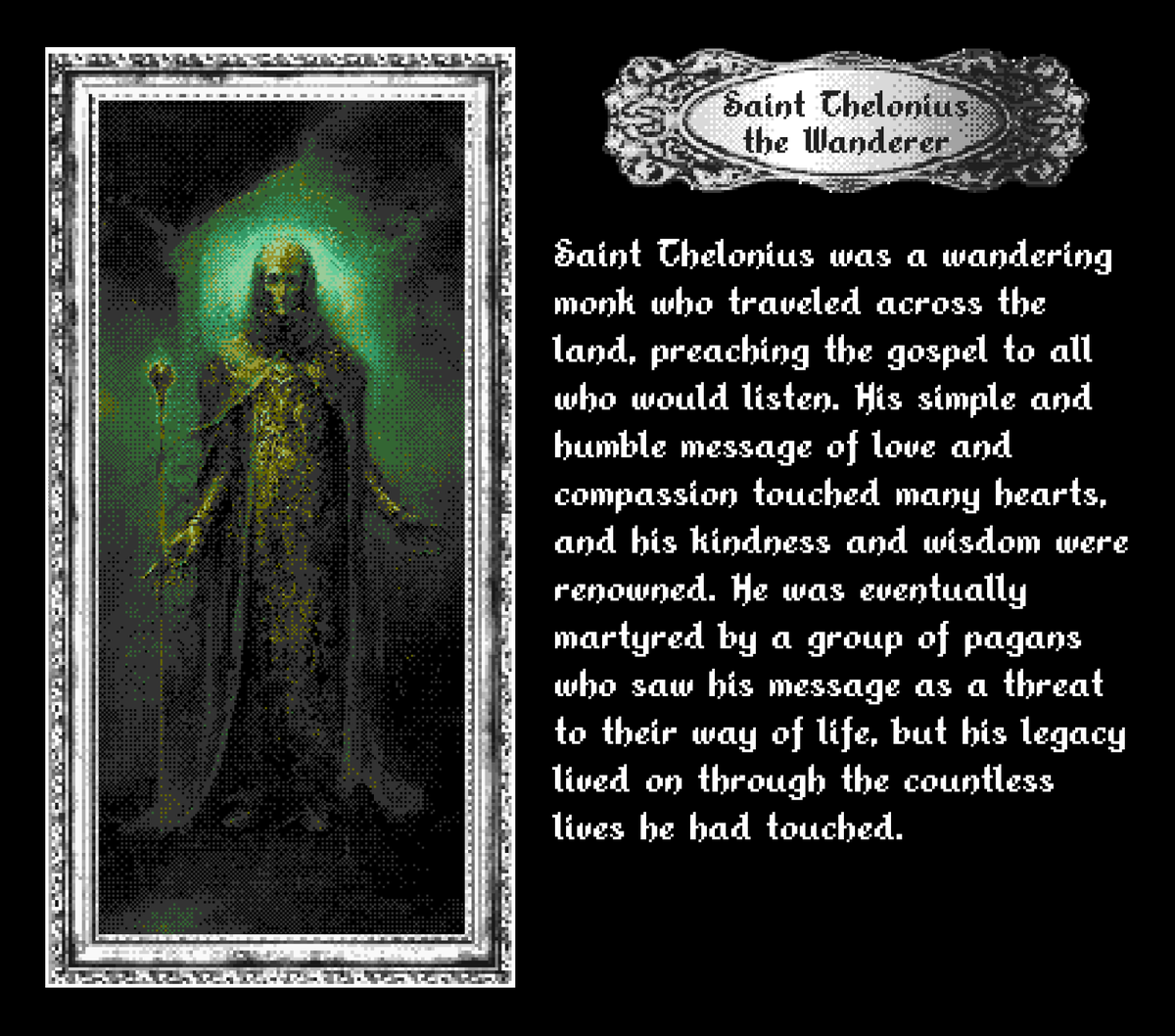 𝕮𝖗𝖞𝖕𝖙𝖔 𝕽𝖊𝖑𝖎𝖈𝖘: 𝕽𝖊𝖑𝖎𝖖𝖚𝖎𝖆𝖘 𝖊𝖝 𝕸𝖆𝖈𝖍𝖎𝖓𝖆
✨Saint Thelonius the Wanderer✨
Learn more about the saints and relics in the upcoming collection on <a href="/AsyncArt/">Async Art</a>
joshuabellas.myportfolio.com/olnf-ai-relics #nft #cryptoart #generativeart