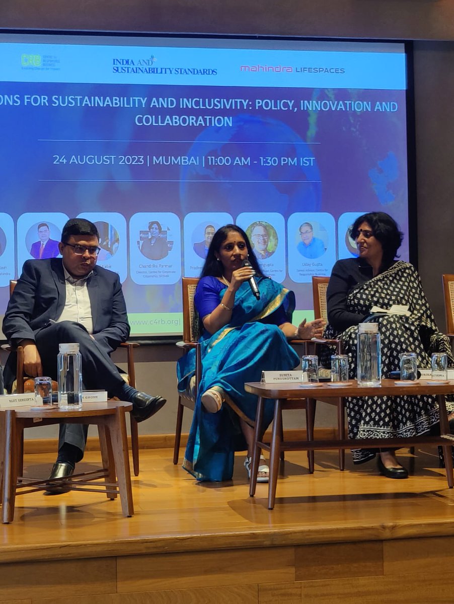"By 2030, we plan to build everything net-zero, that is the transformation journey we are on" - <a href="/SuniPuru/">Sunita Purushottam</a>, Sustainability Head at Mahindra <a href="/life_spaces/">Mahindra Lifespaces</a> distinguished panelist shared her views, at the #indiaSustainabilitystandards Curtain Raiser event of <a href="/Centre4RespBiz/">Centre for Responsible Business</a> co-hosted