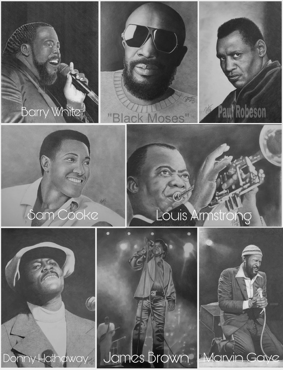 clarencepointer's tweet image. Definitely share 
All of these legendary male vocalist drawings in which I've created, must go.  Send all inquiries to my website clarencepointer.com contact page 
#BARRYWHITE #ISAACHAYES #PAULROBESON #SAMCOOKE #LOUISARMSTRONG #DONNYHATHAWAY #JAMESBROWN #MARVINGAYE
