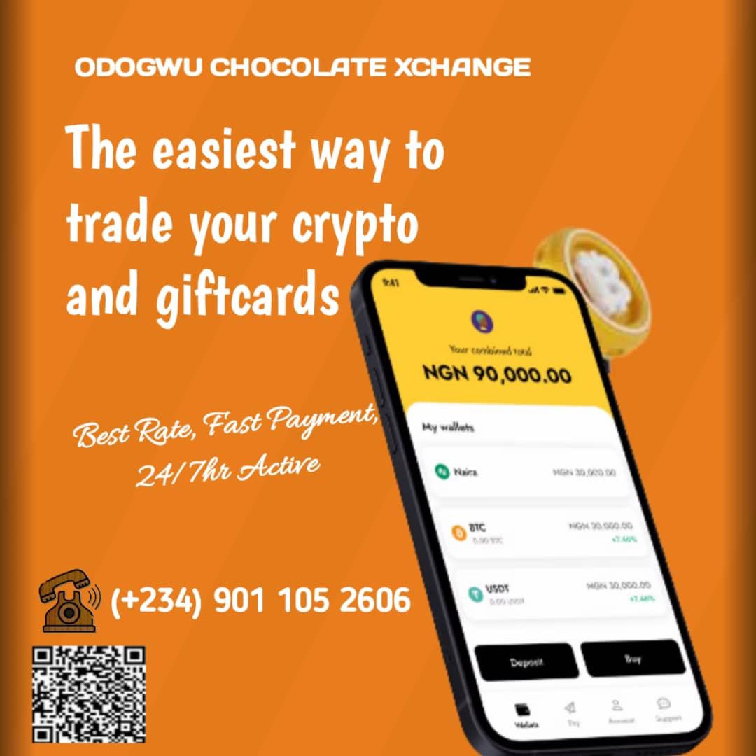 Odogwu Chocolate Xchange has gotta be the best trading platform for your crypto and gift cards. WhatsApp now and gift a try wa.me/2349011052606 Kremlin Scripted Tolani and Leo Trey Tbaj Cherki