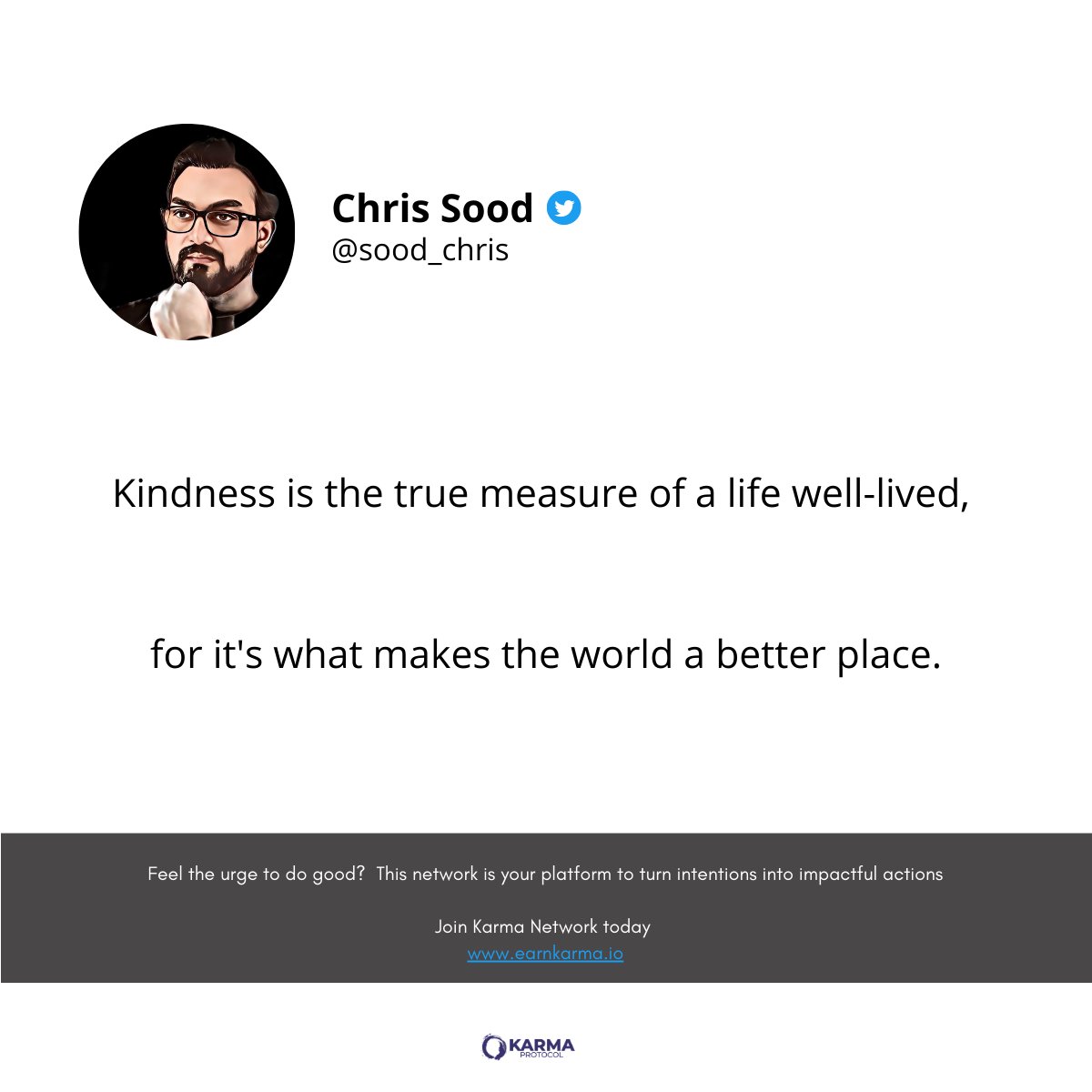 Sood_Chris's tweet photo. It's time to cleanse your karma! ✨ Want to do something good? Sign up for the Karma Network and start making a positive impact today. Visit https://t.co/J1sQHJJZWX to get started. #KarmaNetwork #PositiveImpact https://t.co/ABCzro34Vr
