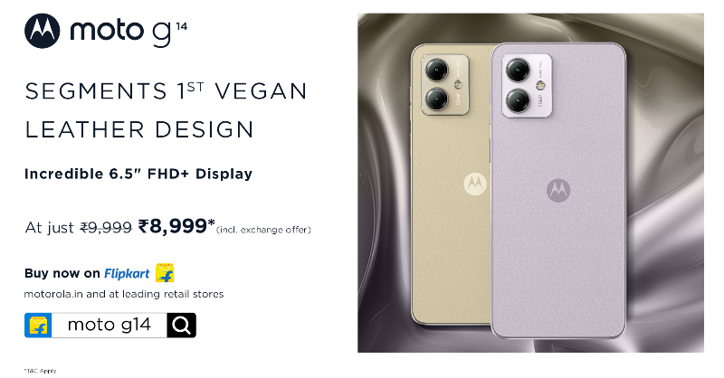 motorolaindia's tweet photo. Today's the Day! Opt for Pale Lilac or Butter Cream, and be captivated by the sumptuous vegan leather design of #motog14. Its velvety texture and fingerprint-resistant charm await. Embrace distinctive elegance now! #HatkeStyle #HatkeEntertainment