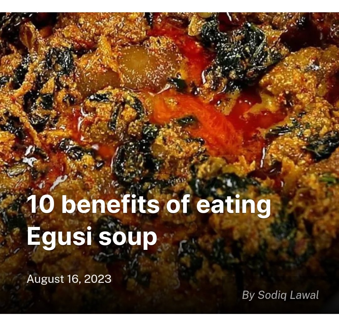 10 benefits of eating Egusi soup

Read more here: farmingfarmersfarms.com/2023/08/16/10-…

#Agriculture #Environment #Entrepreneur #Technology #Farming #Farmers #AgriBusiness #NaijaFarmers #Nigeria #HealthyTips #Thursday #News #Newspaper #Online #NewsOfTheDay #FoodSecurity #EgusiSoup #Food #FFF