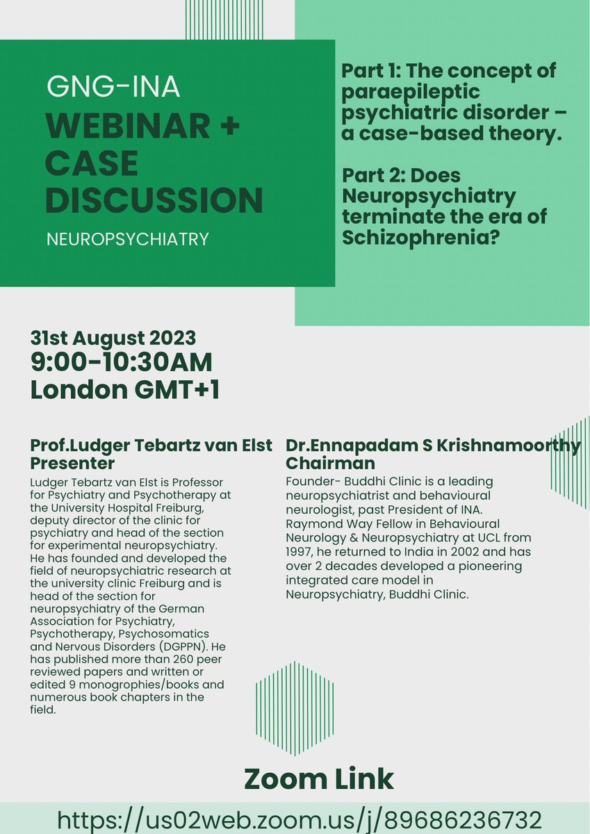 Join us for this stimulating webinar and case discussion on Aug 31, 2023. ⁦@neurokrish⁩ ⁦@ProfTonyDavid⁩ ⁦@global_gng⁩ Also don’t forget to checkout membership options on inawebsite.org