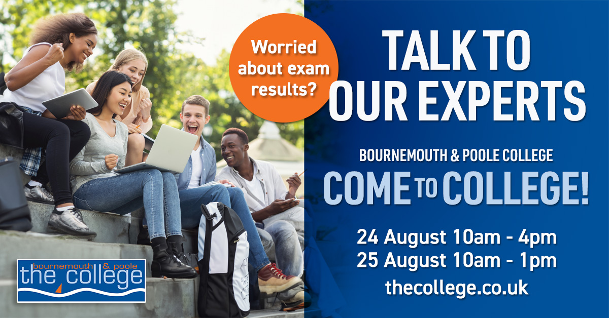 It's #GCSEResultsDay! We've got our fingers crossed that you get the results you're hoping for! Don't forget, both our campuses are open today and tomorrow for you to come and get advice, and get signed up for a course starting September. thecollege.co.uk/come2college @Bournemouthecho