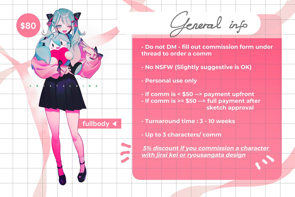 Crystalrina_'s tweet photo. ♥️ Finally opening commissions after a full year whee  🥳♥️

▷ 4 slots open
▷ Do not DM to order a commission, pls fill out the commission form
▷ Check out the thread to see the commission form, TOS and more samples!
▷ Open from Aug 24 - Aug 27 12PM (GMT+7)

(1/2) https://t.co/t2c1iDL4vL