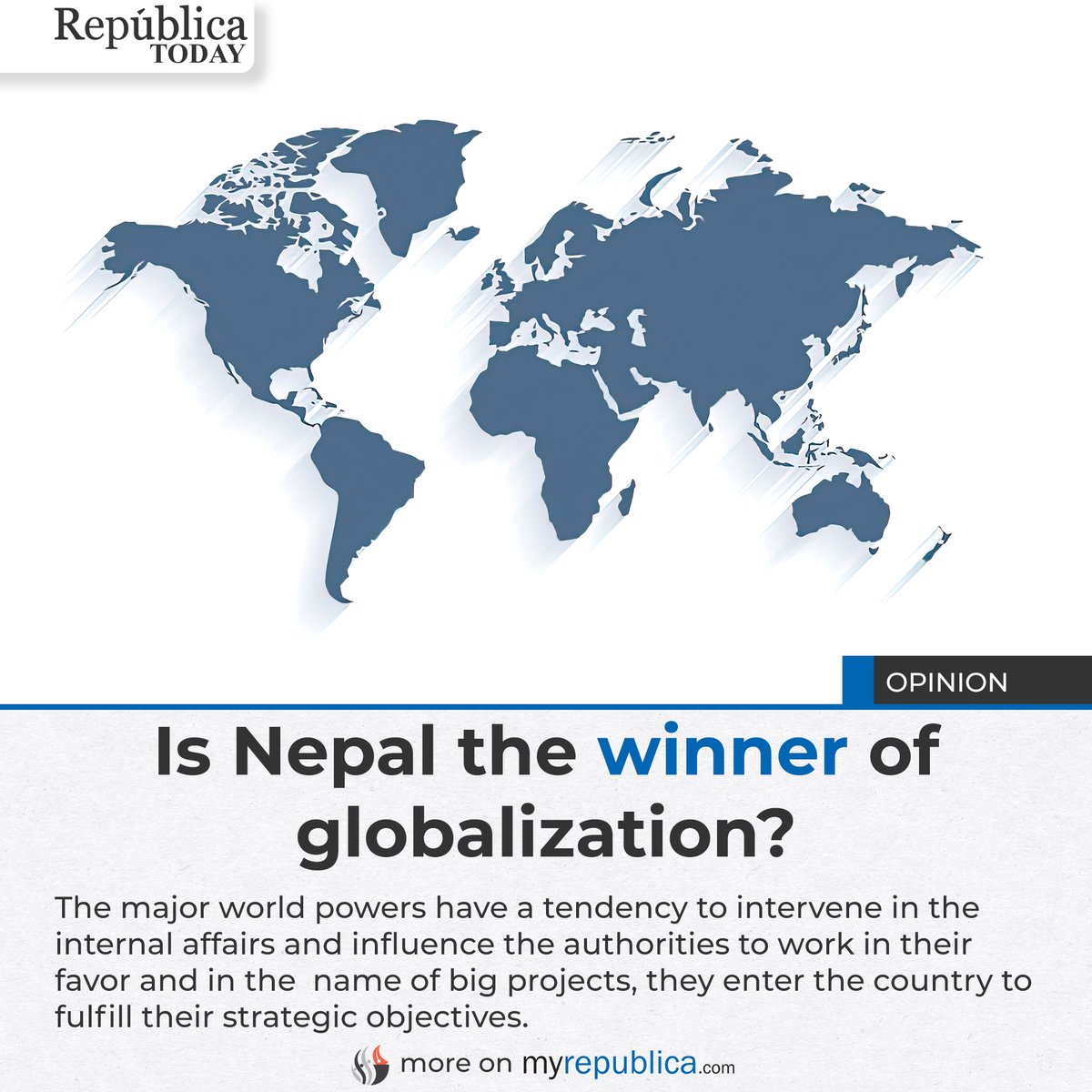 RepublicaNepal's tweet photo. Is Nepal the winner of globalization? 🌍🏆

▶️ More On: https://t.co/K140uguzfP

#RepublicaNepal #GlobalizationImpact #NationalInterests #Sovereignty #GlobalInfluence #CulturalExchange #EconomicGrowth #Nepal