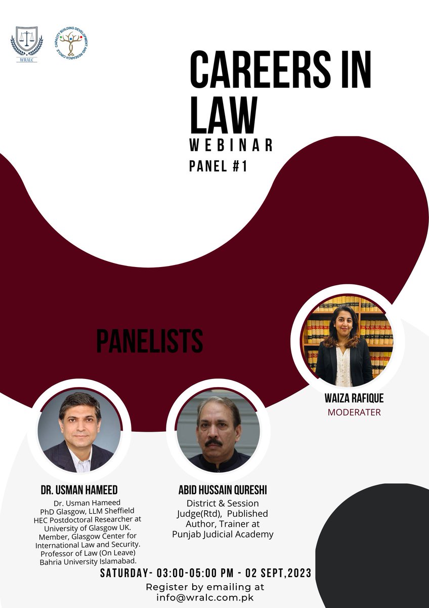 WRALC7's tweet photo. Announcing Panel 1 of Careers & Scholarships in Law Webinar!!
Join us for an enriching discussion that can shape your legal journey. See you there!
#CBDRWebinarSeries #LegalCareers #ScholarshipOpportunities #WRALC #LegalEducation https://t.co/xgrW0sxKIO